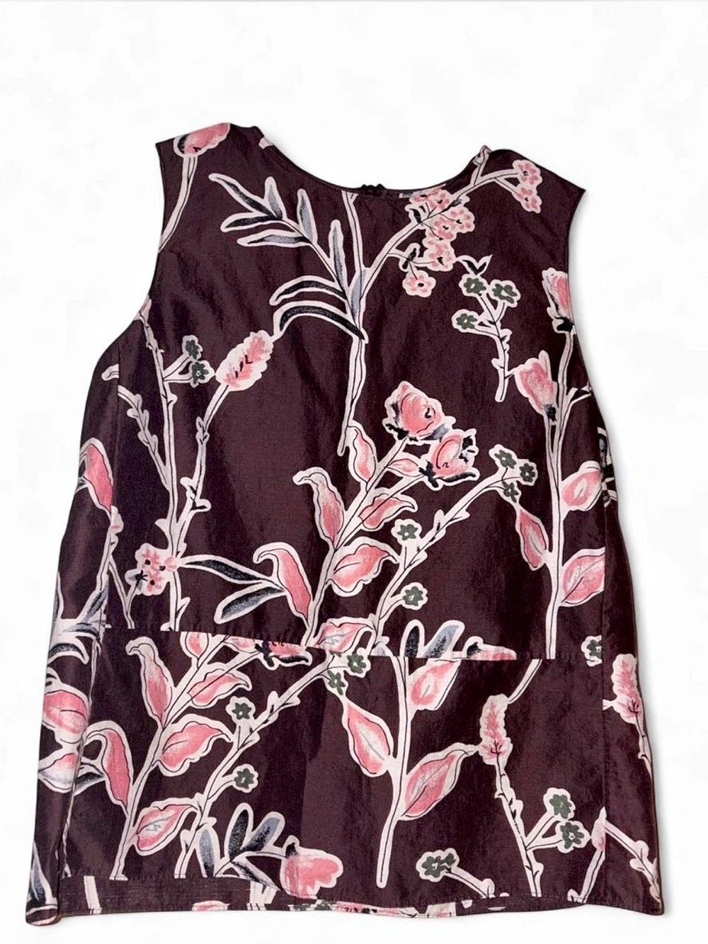 Marni Brown Pink Cherry Blossom Floral Print Cotton Silk blend Top. Size 40
